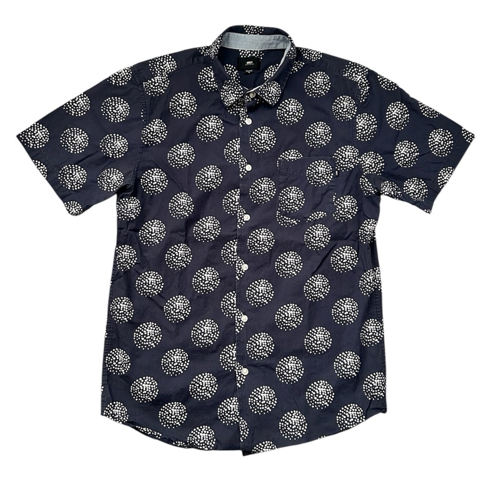 Obey Dark Navy Blue Casual Button Down Short sleeved Shirt Mulholland SS Woven